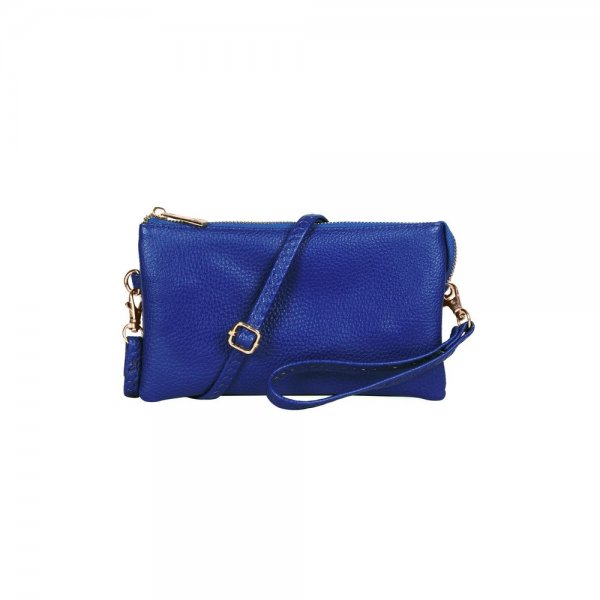 S23-13-4-HDG3138RBL-LEATHER CROSSBODY BAG WITH WRISTLET-ROYAL BLUE/6PCS